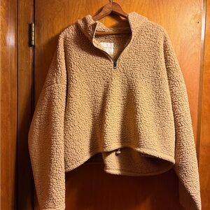 AE Cropped Tan Sherpa Jacket